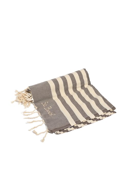 Telo mare in cotone Fouta con stampa a righe beige Mc2 Saint Barth | FOUT01207688L